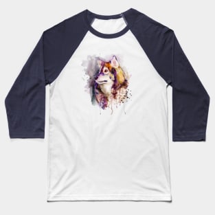 Watercolor Wolf Head Baseball T-Shirt